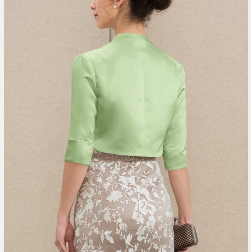 Satin 1/2 sleeve special occasion cocktail wrap bolero size large.